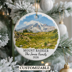 Personalised Mount Rainier National Park Washingto Ceramic Tree Decoration