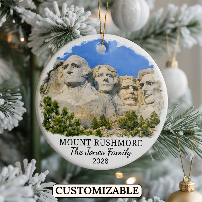 Personalised Mount Rushmore Ornament, South Dakota Ceramic Tree Decoration (Creator Uploaded)