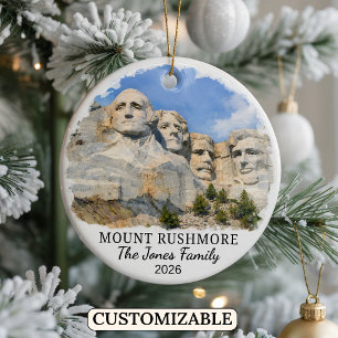 Personalised Mount Rushmore Ornament, South Dakota Ceramic Tree Decoration