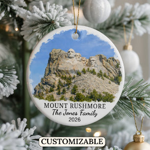Personalised Mount Rushmore Ornament, South Dakota Ceramic Tree Decoration