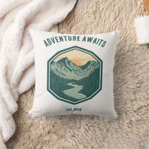 Personalised Mountain Adventure Retro Outdoor Cushion