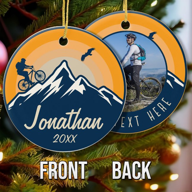 Personalised Mountain Biking Cyclist Road Bike Ceramic Tree Decoration (Creator Uploaded)