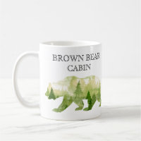 Personalised Mountain Cabin Lodge Bear Watercolor