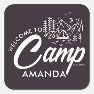 Personalised Mountain Camp Bachelorette Party Square Sticker