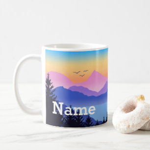 Personalised Mountain Lake Design Coffee Mug Cup