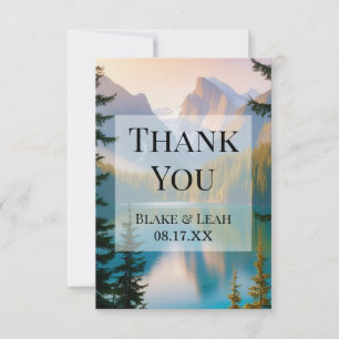 Personalised Mountain Lake Wedding Thank You Card