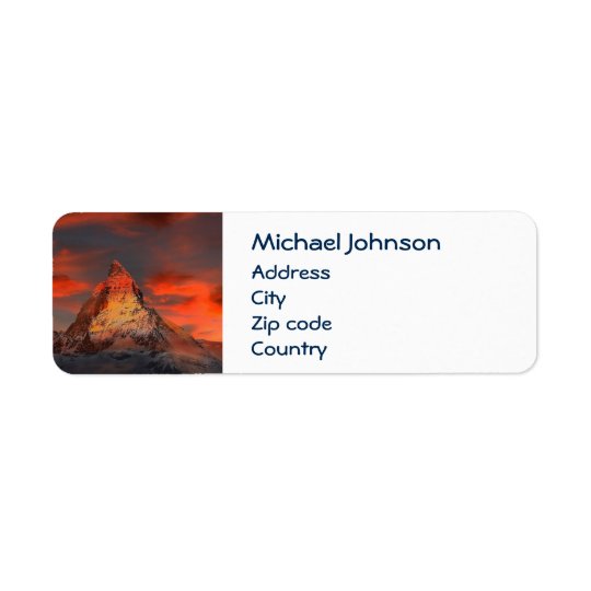 Personalised Mountain Matterhorn Zermatt Red Sky Return Address Label