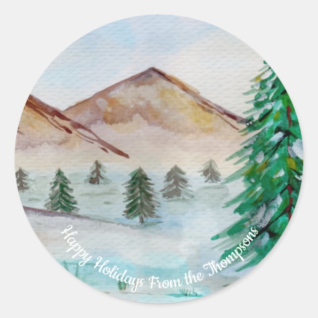 Personalised Mountain Pines Nature     Classic Round Sticker (Front)