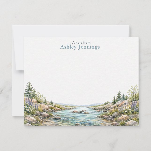 Personalised Mountain Stream Note Cards (Front)