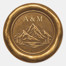 Personalised Mountain Wax Seal Sticker, Antique