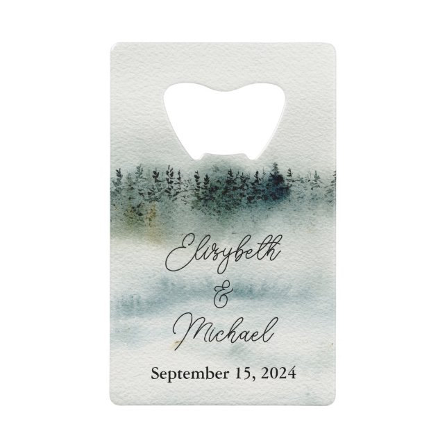 Personalised Mountain Wedding Bottle Opener Favour (Front)