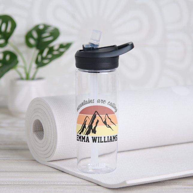 Personalised 'Mountains Are Calling' Water Bottle (Yoga)