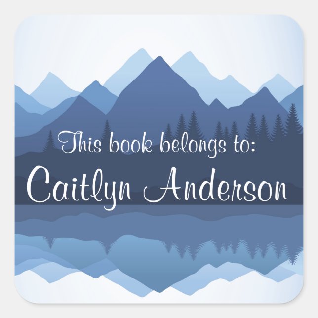 Personalised Mountains Bookplate Sticker (Front)