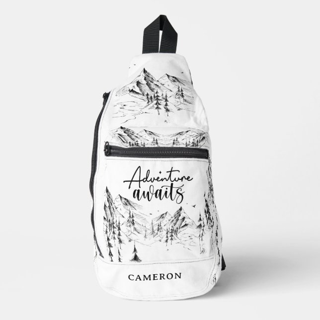 Personalised Mountains Nature Adventure Awaits Sling Bag (Front)