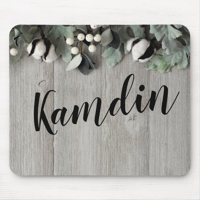 Personalised Mouse Pad cotton plant berries barn w (Front)