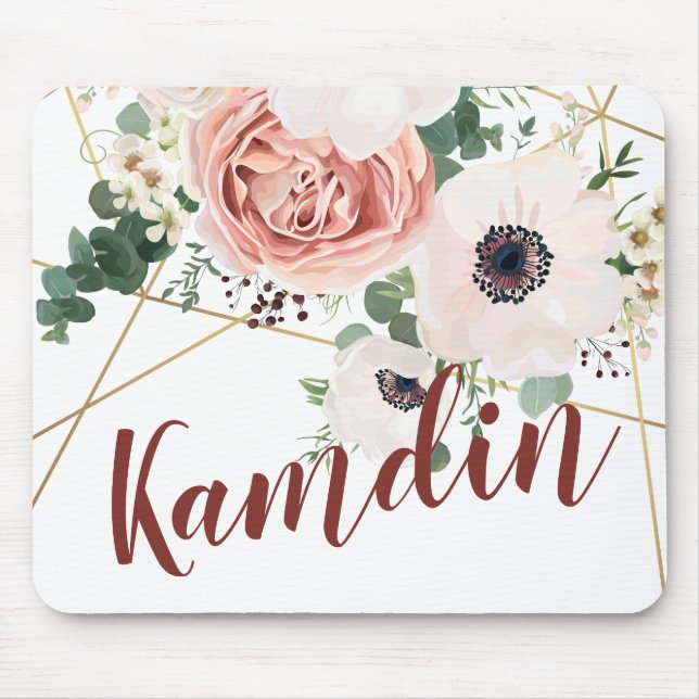 Personalised Mouse Pad Geometric Garden Rose Anemo (Front)