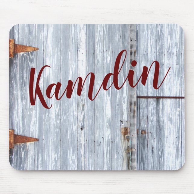 Personalised Mouse Pad White Wash Wood Barn Door C (Front)