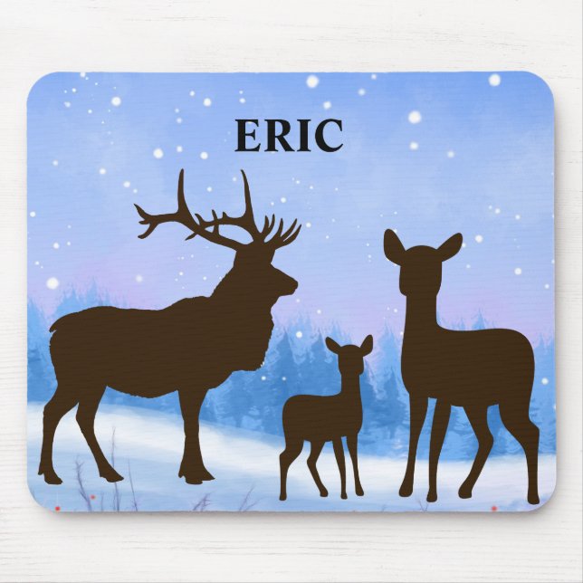 Personalised mouse pad with a Deer family (Front)