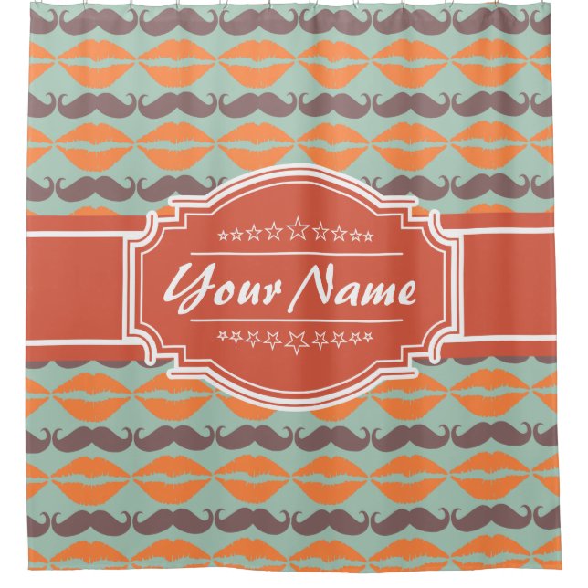 Personalised Moustache Pattern #5 Shower Curtain (Front)