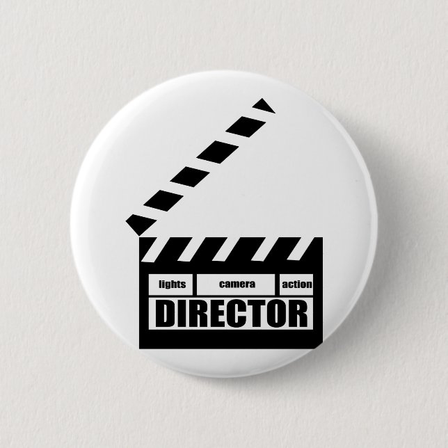 Personalised Movie Director Clapboard Gift 6 Cm Round Badge (Front)