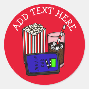 Personalised Movie Night Party Classic Round Sticker