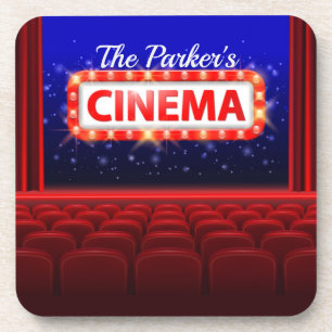 Personalised Movie Theatre Cinema Family Room  Coaster