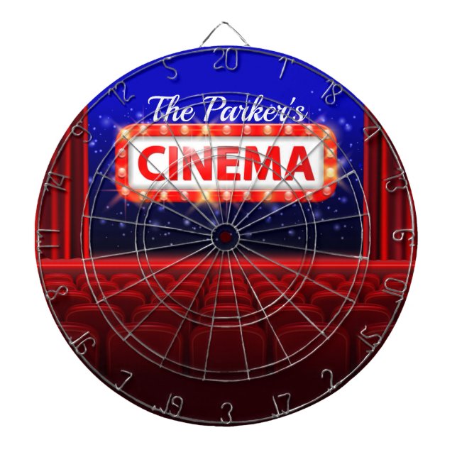 Personalised Movie Theatre Cinema Family Room  Dartboard (Front)