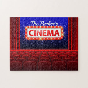 Personalised Movie Theatre Cinema Family Room  Jigsaw Puzzle