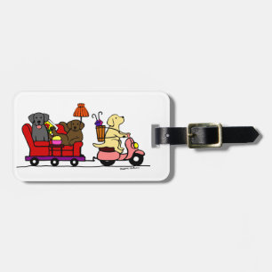 Personalised Moving Labradors Cartoon Luggage Tag