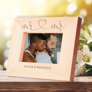 Personalised Mr and Mr Gay Couples Names Heart  Etched Frames