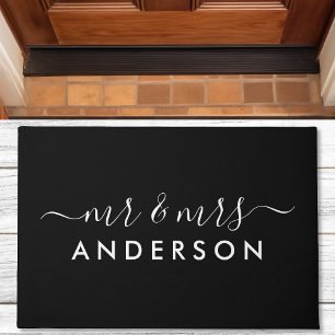 Personalised Mr. And Mrs. Black Newlywed Couples Doormat