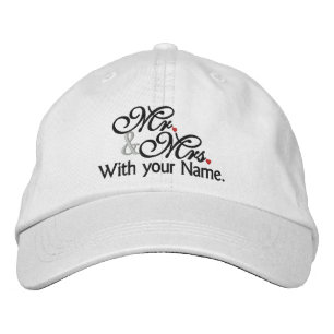 Personalised Mr. and Mrs. Husband Wife His Hers Embroidered Hat