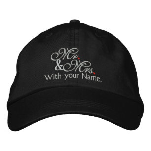 Personalised Mr. and Mrs. Husband Wife His Hers Embroidered Hat