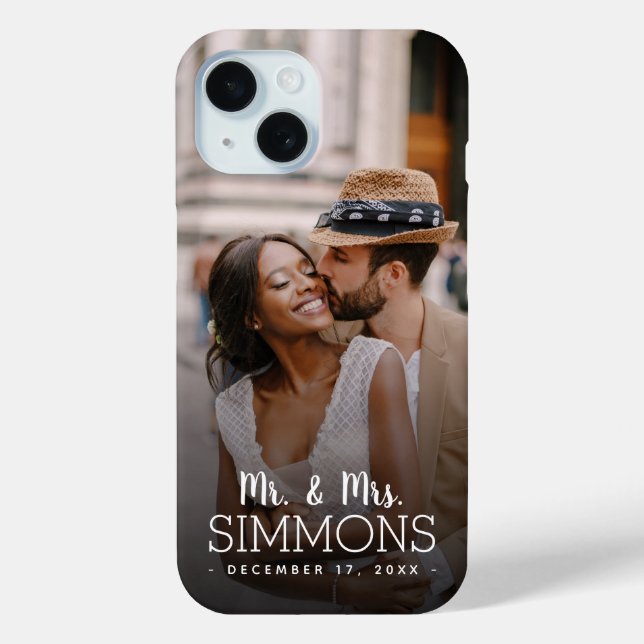 Personalised Mr. and Mrs. Monogram Wedding Photo Case-Mate iPhone Case (Back)
