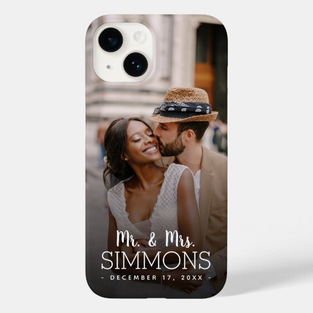 Personalised Mr. and Mrs. Monogram Wedding Photo Case-Mate iPhone Case (Back)