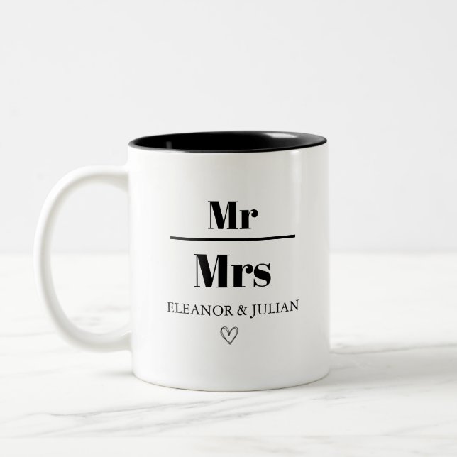 Personalised Mr and Mrs Mug Custom Couple Name Wed (Left)