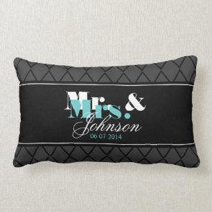 Personalised Mr and Mrs newlyweds lumbar pillow