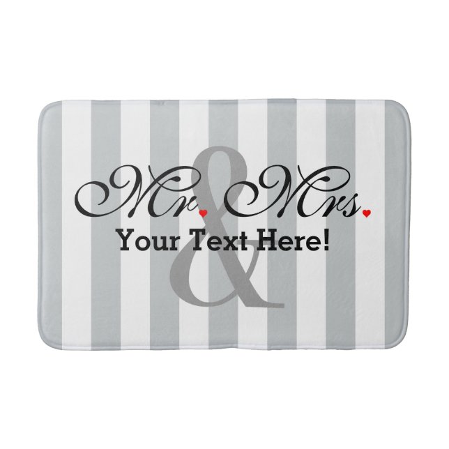 Personalised Mr. and Mrs. Plus Customisable Colour Bath Mat (Front)