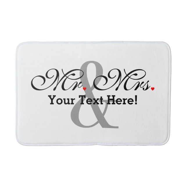 Personalised Mr. and Mrs. Plus Customisable Colour Bath Mat (Front)