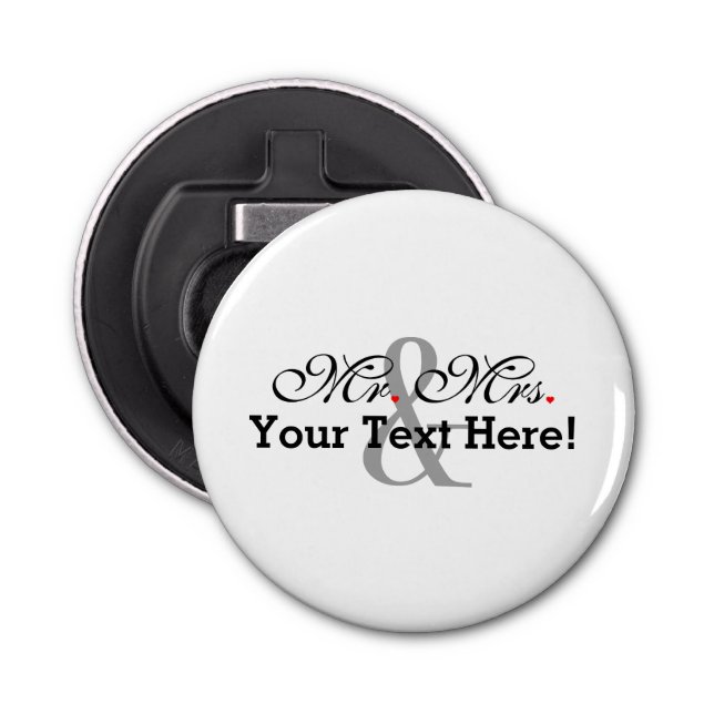 Personalised Mr. and Mrs. Plus Customisable Colour Bottle Opener (Front)