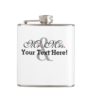 Personalised Mr. and Mrs. Plus Customisable Colour Hip Flask