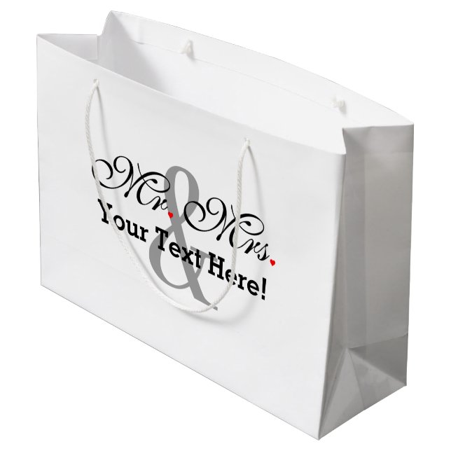 Personalised Mr. and Mrs. Plus Customisable Colour Large Gift Bag (Back Angled)