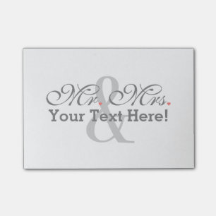 Personalised Mr. and Mrs. Plus Customisable Colour Post-it Notes