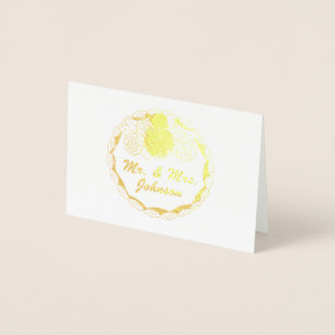Personalised Mr and Mrs Wedding Cake Bride Groom Foil Card