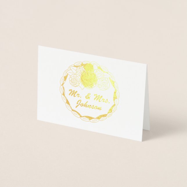 Personalised Mr and Mrs Wedding Cake Bride Groom Foil Card (Front)