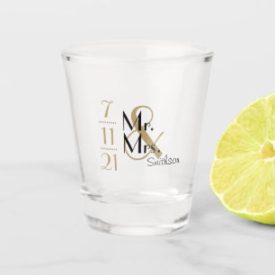 Personalised Mr. and Mrs. Wedding Date Shot Glass