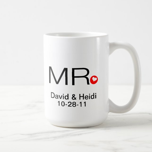 Personalised Mr and Mrs Wedding Mug (Right)