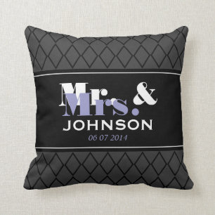 Personalised Mr and Mrs wedding throw pillow