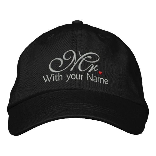 Personalised Mr. Husband Groom His Hers Newly Weds Embroidered Hat (Front)