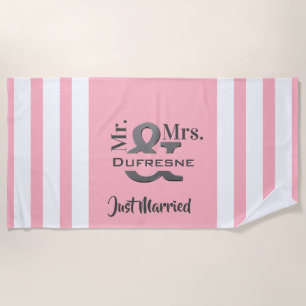 Personalised "Mr & Mrs" Just Married/Anniversary Beach Towel